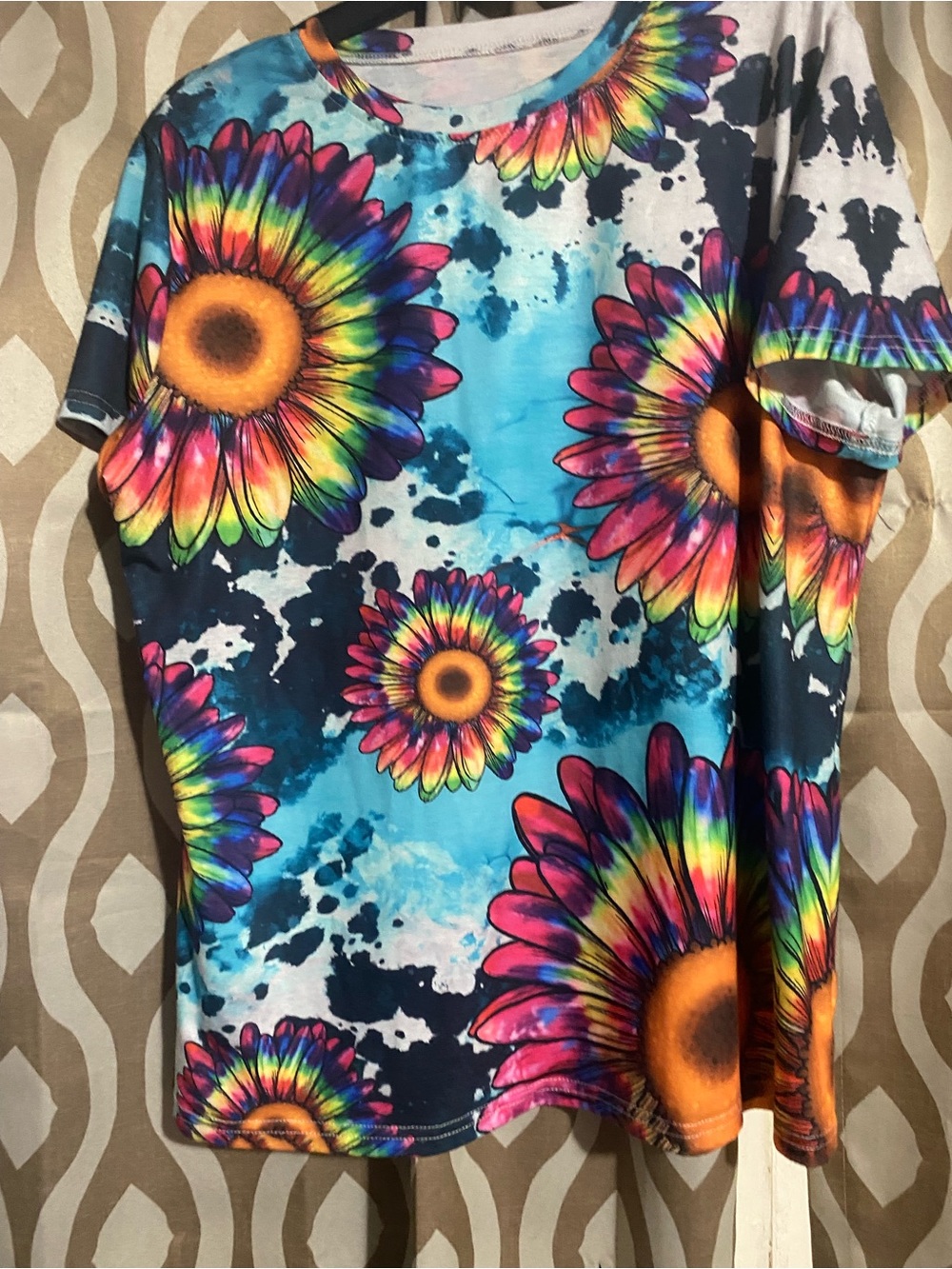 Rainbow Sunflower Tie-Dye Short Sleeve Tee